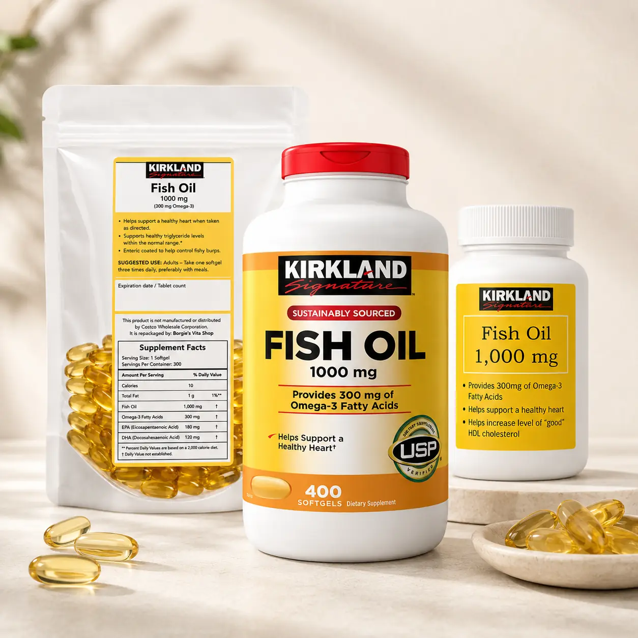 Kirkland Fish Oil 1000mg with Omega-3 Fatty Acids